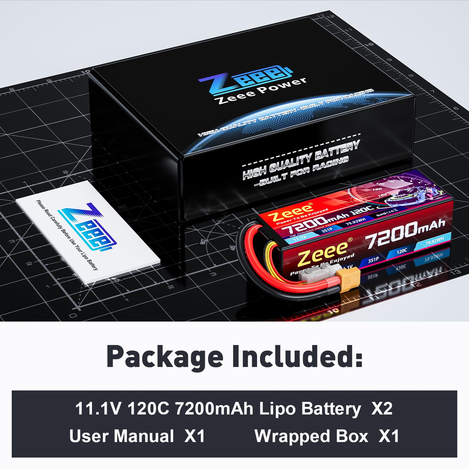 Amazon.com: Zeee 3S 7200mAh Lipo Battery 11.1V 120C Hard Case RC